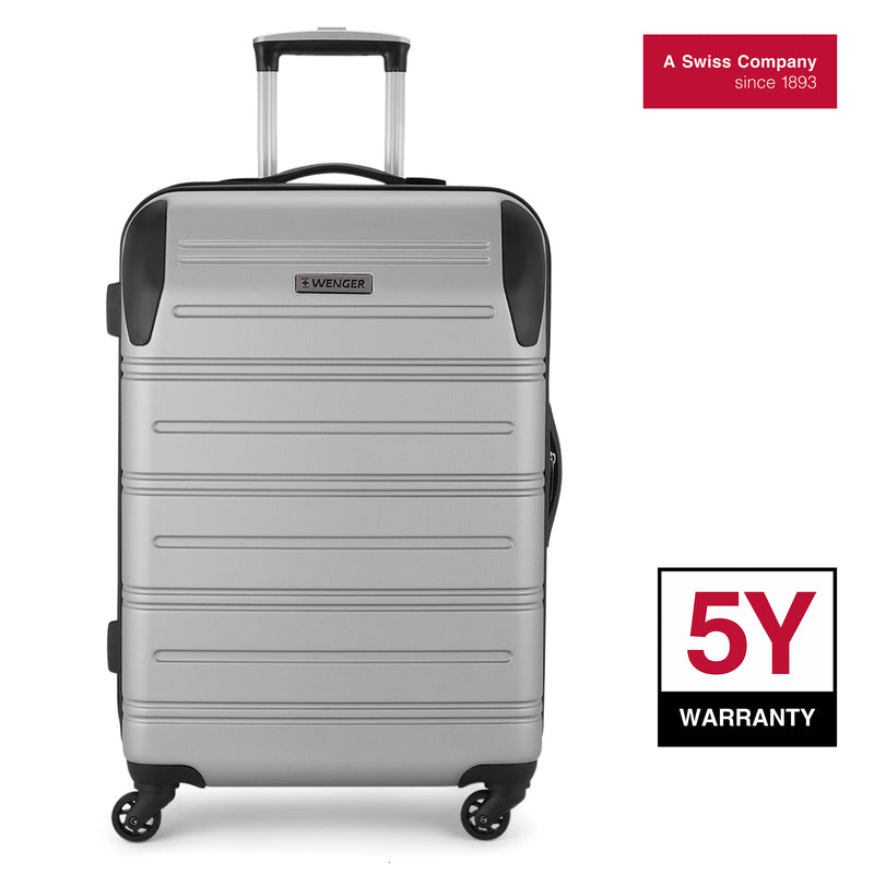 Wenger Static Medium Hardside Suitcase, 67 Litres, Silver, Swiss designed