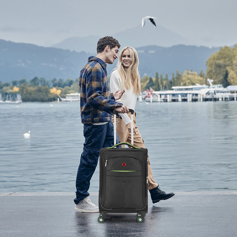 Wenger Fiero Carry-on Softside Suitcase, 45 Litres, Black, Swiss designed
