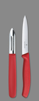 Victorinox Swiss Classic Kitchen Knife Set of 2-Straight Edge Knife & Traditional Peeler,Red