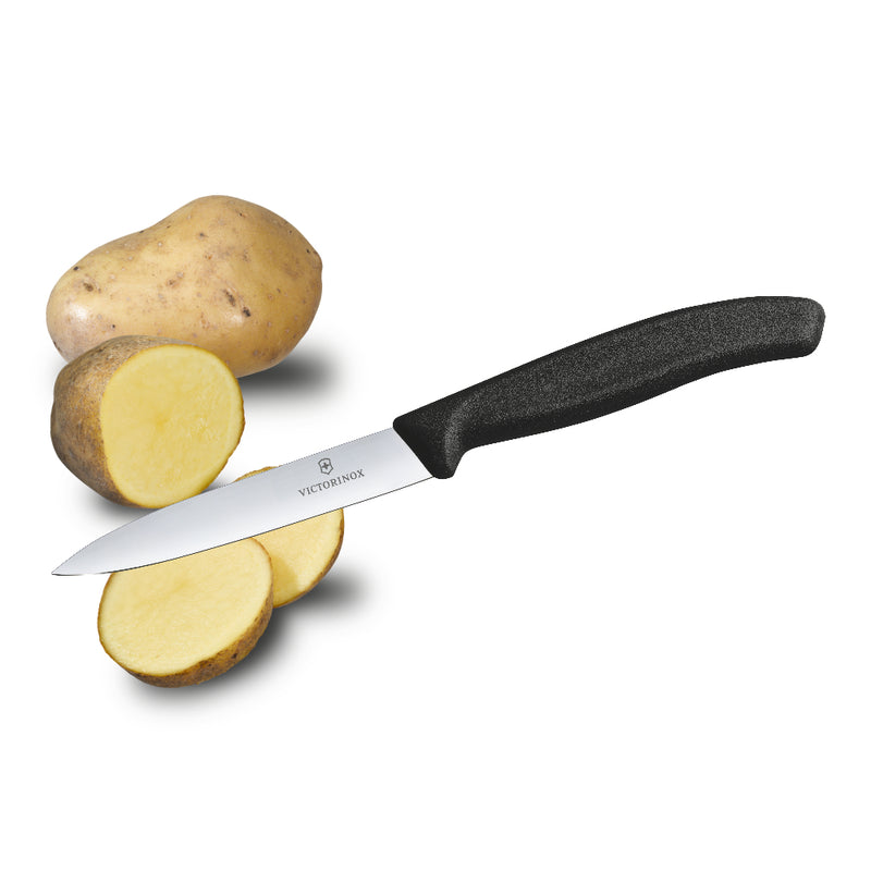 Victorinox Swiss Classic Kitchen Knife Set of 2-Straight Edge Knife & Traditional Peeler, Black, Swiss made