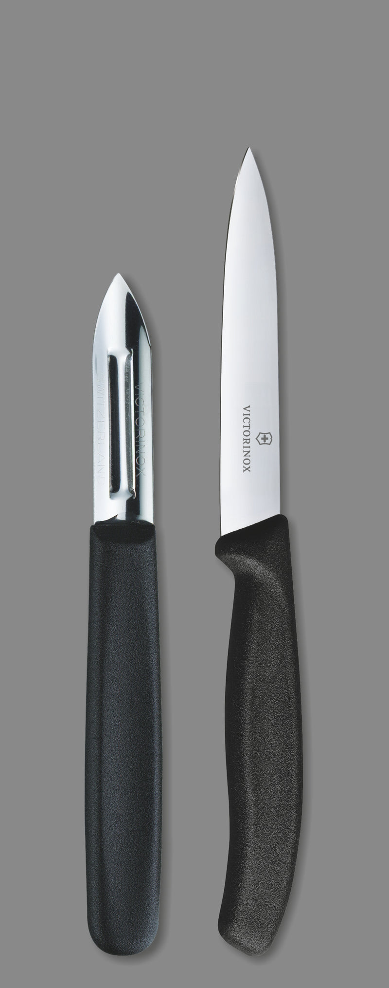 Victorinox Swiss Classic Kitchen Knife Set of 2-Straight Edge Knife & Traditional Peeler, Black, Swiss made