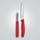 Victorinox Swiss Made Swiss Classic Kitchen Knife Set of 2-Wavy Edge Knife & Traditional Peeler,Red