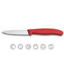 Victorinox Swiss Made Swiss Classic Stainless Steel Kitchen Knife Set of 2, Straight & Wavy Edge Knives, Red