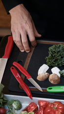 Victorinox Swiss Made Swiss Classic Stainless Steel Kitchen Knife Set of 2, Straight & Wavy Edge Knives, Red