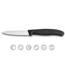 Victorinox Swiss Made Swiss Classic Stainless Steel Kitchen Knife Set of 2, Straight & Wavy Edge Knives, Black