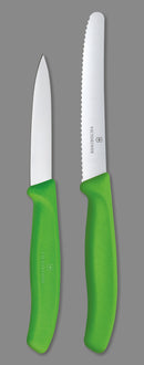 Victorinox Swiss Made Swiss Classic Stainless Steel Kitchen Knife Set of 2, Straight & Wavy Edge, Green