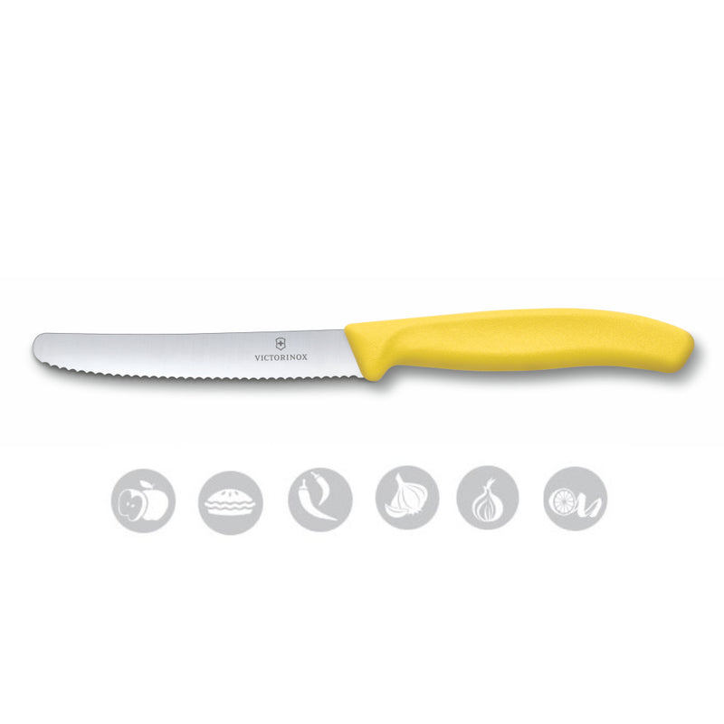 Victorinox Swiss Classic Stainless Steel Kitchen Knife Set of 2, Paring Knife,Serrated Knife,Yellow, Swiss Made