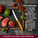 Victorinox Swiss Made Kitchen Knife, Set of 2, Stainless Steel Straight Edge and Wavy Edge Knives, Orange