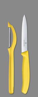 Victorinox Swiss Made Swiss Classic Kitchen Knife Set of 2-Straight Edge Knife & Universal Peeler,Yellow