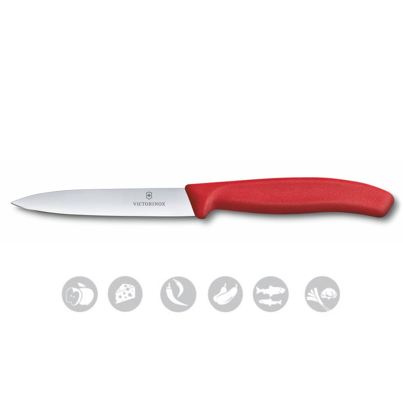 Victorinox Swiss Classic Kitchen Knife Set of 2-Straight Edge Knife & Universal Peeler,Red, Swiss Made