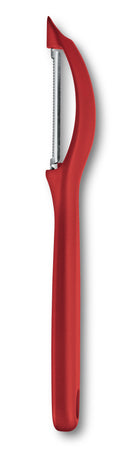 Victorinox Swiss Made Stainless Steel Swiss Classic Serrated/Wavy Edge Universal Peeler, Red, Fruit & Vegetable Peeler