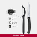Victorinox Swiss Made Swiss Classic Kitchen Knife Set of 2-Straight Edge Knife & Universal Peeler,Black