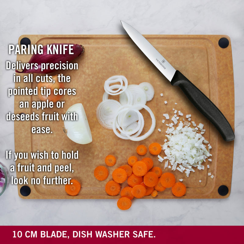 Victorinox Swiss Classic Kitchen Knife Set of 2-Straight Edge Knife & Universal Peeler,Black, Swiss Made