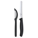 Victorinox Swiss Made Swiss Classic Kitchen Knife Set of 2-Wavy Edge Knife & Universal Peeler,Black