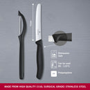 Victorinox Swiss Made Swiss Classic Kitchen Knife Set of 2-Wavy Edge Knife & Universal Peeler,Black