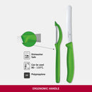Victorinox Swiss Made Swiss Classic Kitchen Knife Set of 2-Wavy Edge Knife & Universal Peeler,Green