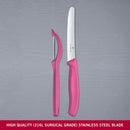 Victorinox Swiss Made Swiss Classic Kitchen Knife Set of 2-Wavy Edge Knife & Universal Peeler,Pink