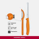 Victorinox Swiss Made Swiss Classic Kitchen Knife Set of 2-Wavy Edge Knife & Universal Peeler, Orange