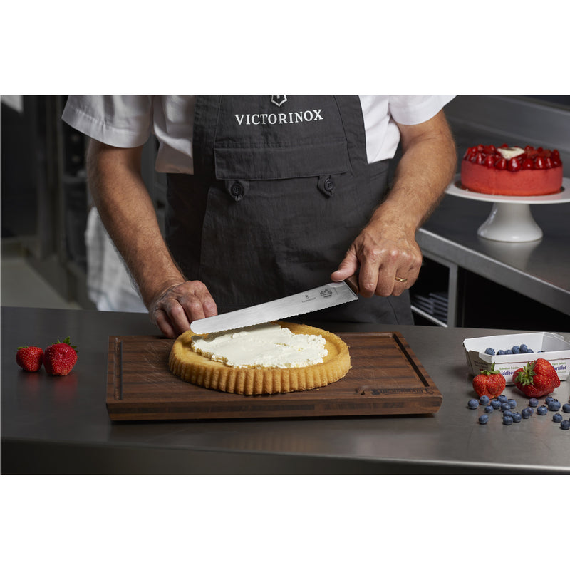 Victorinox Pastry Knife Wavy Edge for Cutting Cakes Modified Maple Wood Handle 26 cm Brown Swiss Made
