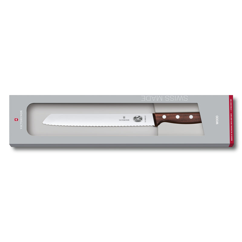 Victorinox Bread Knife Wavy Edge for Cutting Bread Processed Maple Wood Handle 21 cm Gift Box Brown Swiss Made
