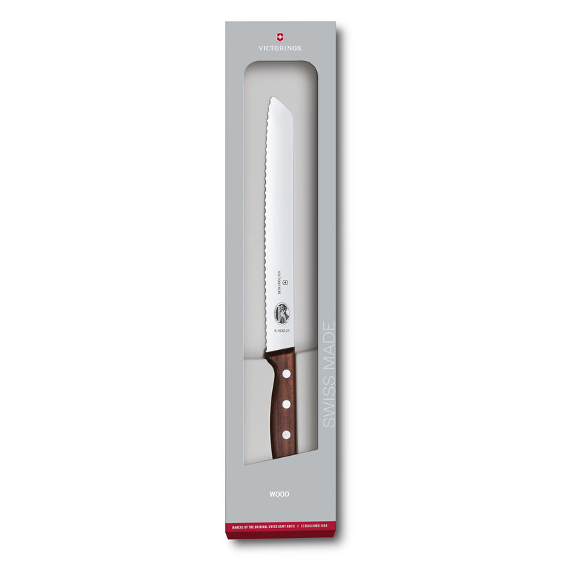 Victorinox Bread Knife Wavy Edge for Cutting Bread Processed Maple Wood Handle 21 cm Gift Box Brown Swiss Made
