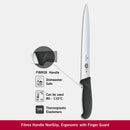 Victorinox Fibrox Handle-Stainless Steel Slicing/Larding Knife,Wavy Edge Pointed Tip,Black,25 cm