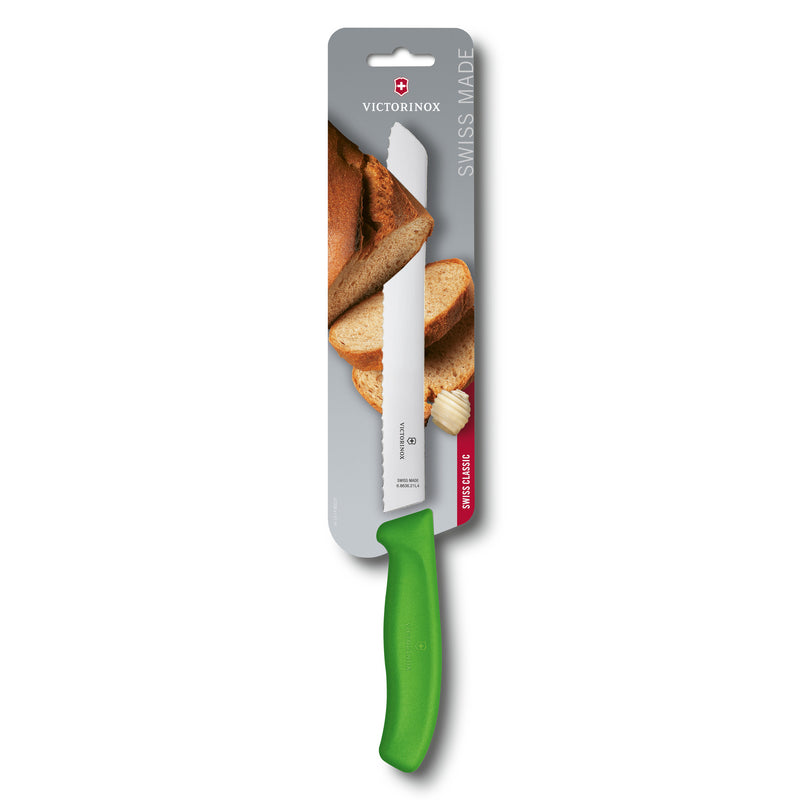 Victorinox Swiss Classic Bread & Pastry Knife for Cutting Cake, Butter, Wavy Edge, 21 cm Green, Swiss Made