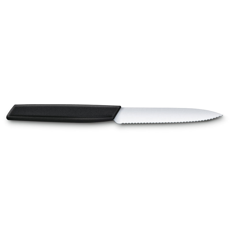 Victorinox Swiss Modern Pairing Knife For Vegetable & Fruit Cutting, Wavy Edge, 10 cm Black, Swiss Made