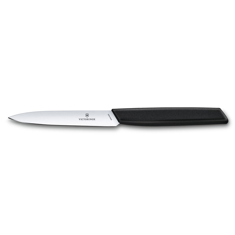 Victorinox Swiss Modern Pairing Knife For Vegetable & Fruit Cutting, Straight Edge, 10 cm Black, Swiss Made