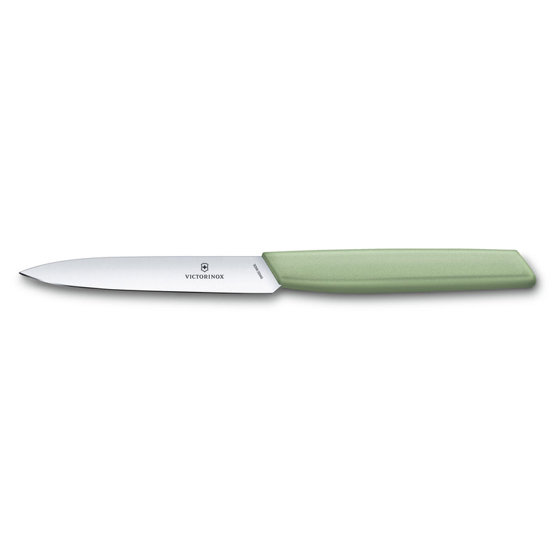 Victorinox Swiss Modern Pairing Knife For Vegetable & Fruit Cutting, Straight Edge, 10 cm Moss, Swiss Made