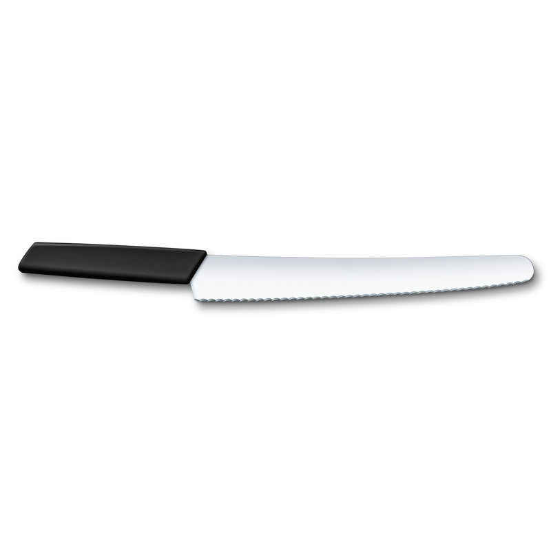 Victorinox Swiss Modern Bread & Pastry Knife for Cutting Cake, Butter, Wavy Edge, 26 cm Black, Swiss Made