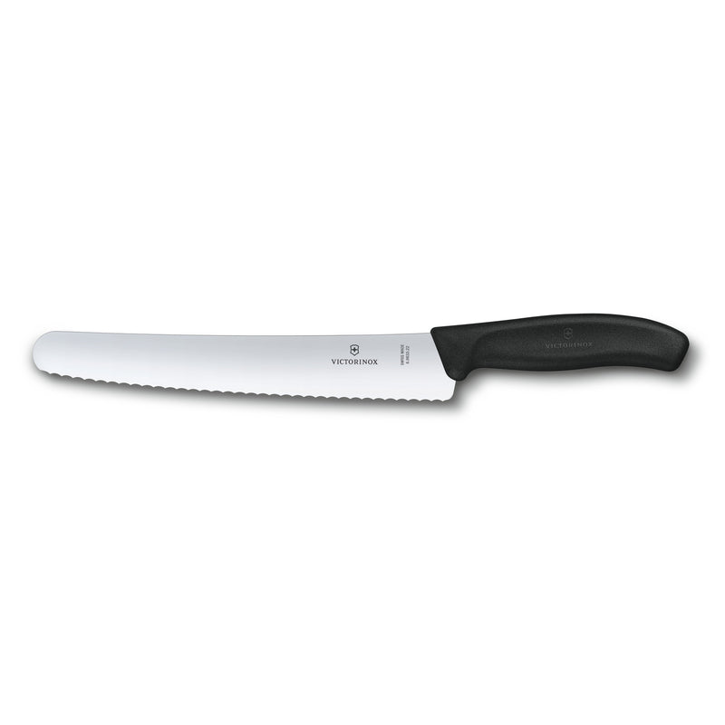 Victorinox Swiss Classic Bread & Pastry Knife for Cutting Cake, Butter, Wavy Edge, 22 cm Black, Swiss Made