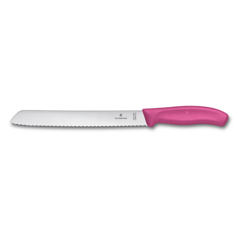 Victorinox Swiss Classic Bread & Pastry Knife for Cutting Cake, Butter, Wavy Edge, 21 cm Pink, Swiss Made