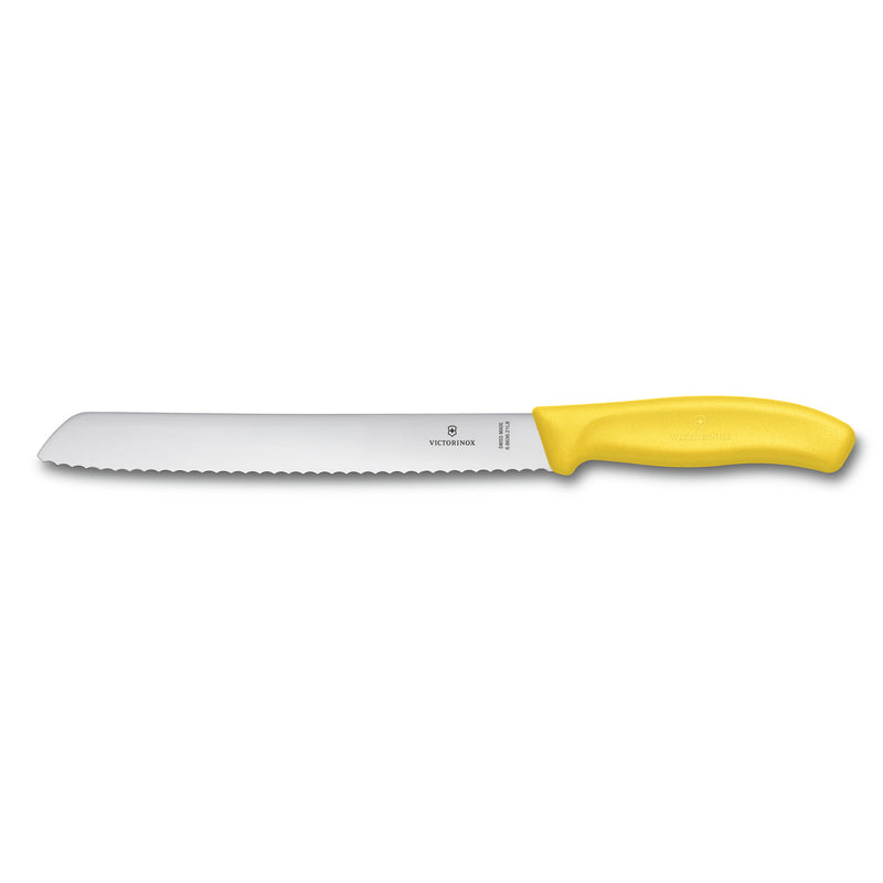 Victorinox Swiss Classic Bread & Pastry Knife for Cutting Cake, Butter, Wavy Edge 21 cm Yellow, Swiss Made