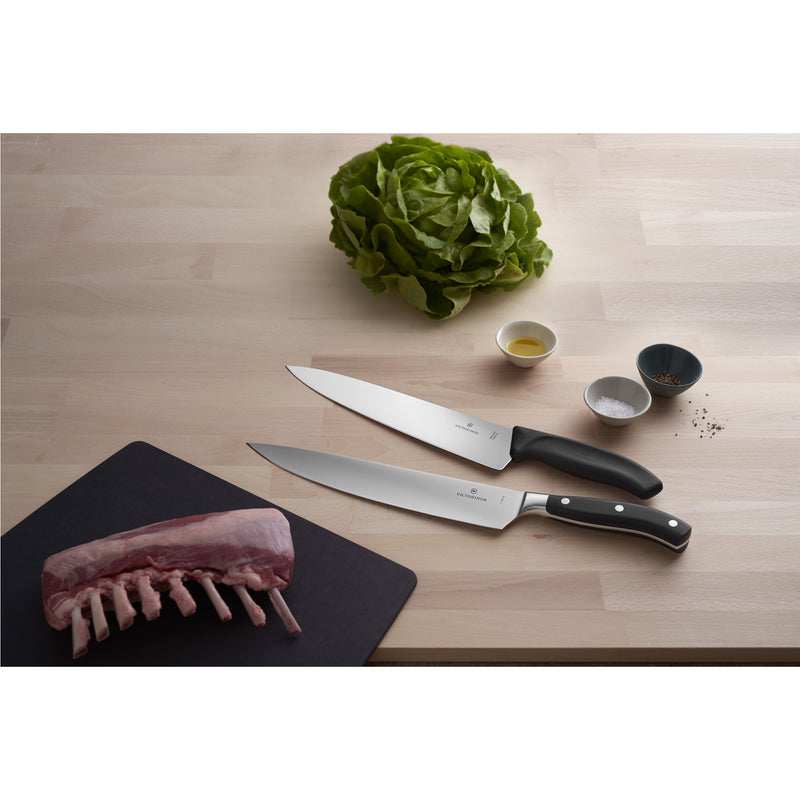 Victorinox Grand Maitre Chef's Knife Straight Edge for Home and Professional Use (POM) Handle 25 cm Black Swiss Made