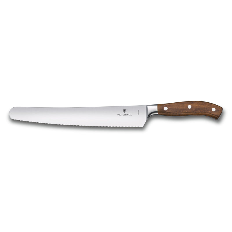 Victorinox Grand Maitre Bread & Pastry Knife Wavy Edge for Cutting Cake Butter Wooden Handle 26 cm Brown Swiss Made
