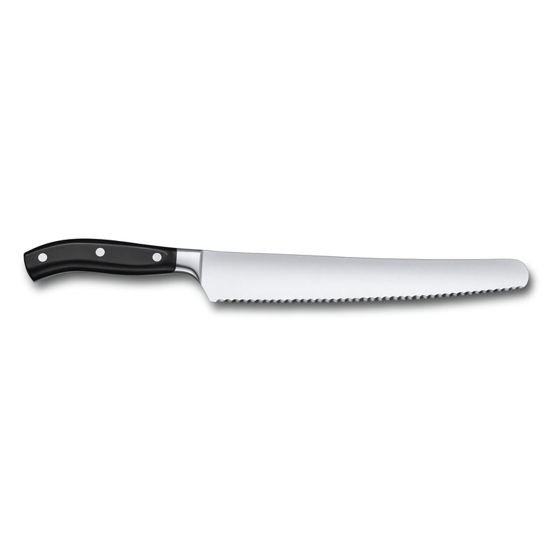 Victorinox Grand Maitre Bread & Pastry Knife Wavy Edge for Cutting Cake Butter POM Handle 26cm Black Swiss Made