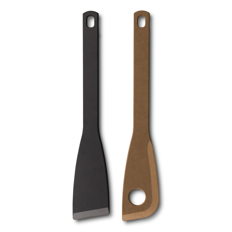 Victorinox Angled Edge and Hole-Punched Stirrer Cooking Spoon Set 2 Pcs Brown Black