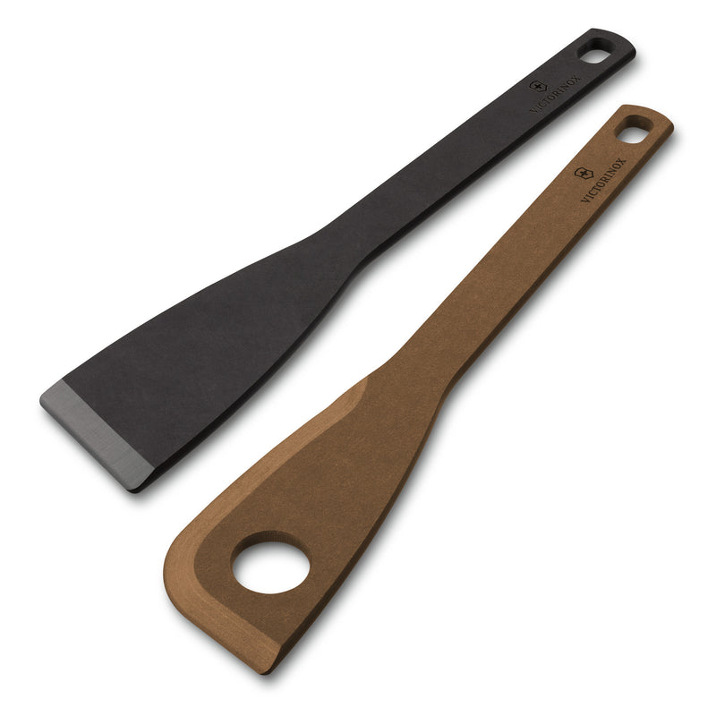 Victorinox Angled Edge and Hole-Punched Stirrer Cooking Spoon Set 2 Pcs Brown Black