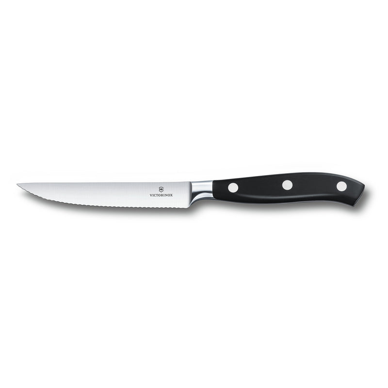 Victorinox Grand Maitre Forged Steak Knife Wavy Edge for Home and Professional Use (POM) Handle 12 cm Black Swiss Made