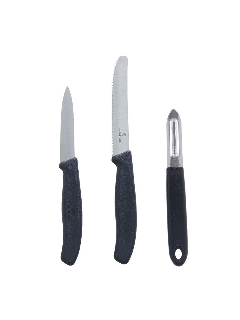 Victorinox Set Of Peeler & 2 Knives 8cm,11 cm Black, Swiss Made